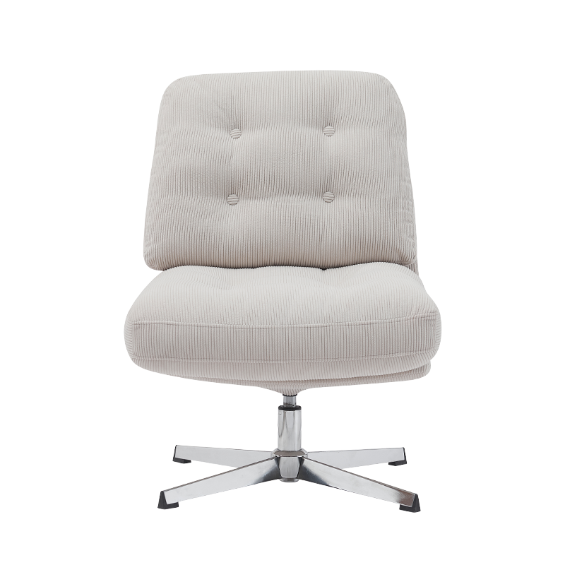 Silla de escritorio de oficina sin brazos, sin ruedas, moderna silla de tocador giratoria acolchada de pana