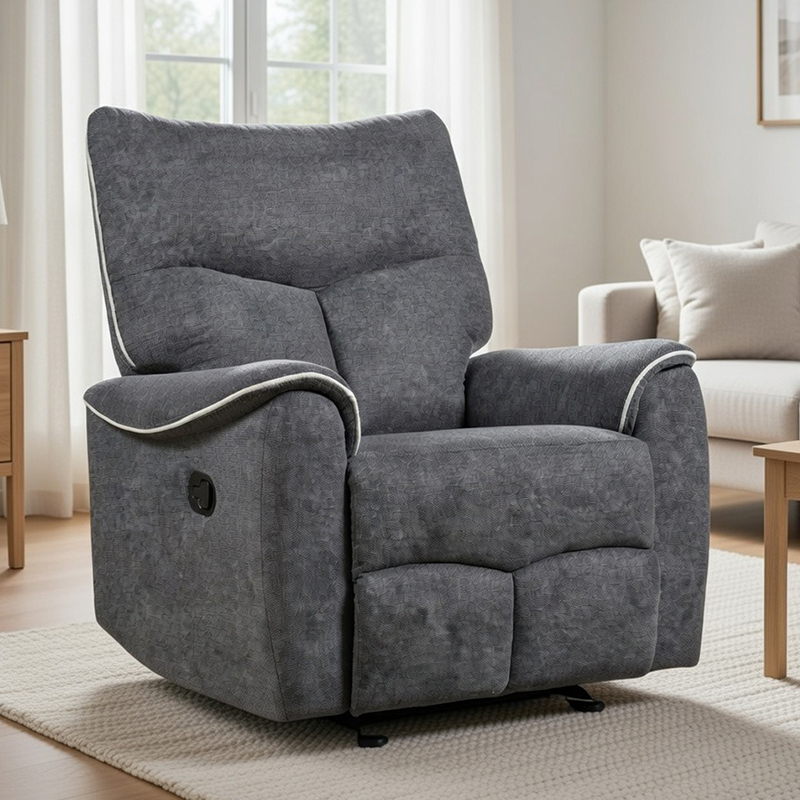 Silla reclinable manual con tejido suave y cómodo