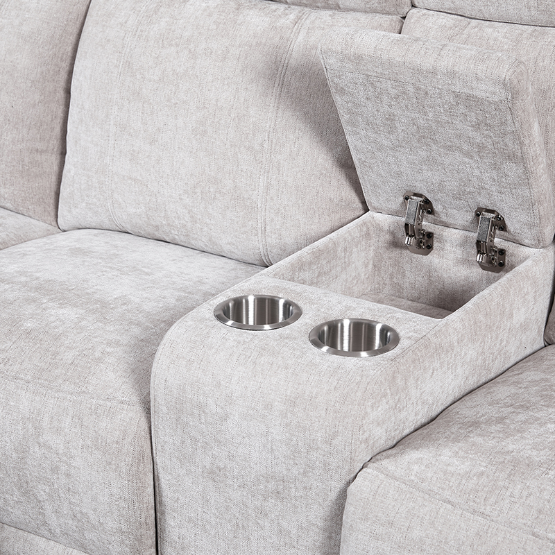 Sofá seccional tipo chaise de chenilla con otomana