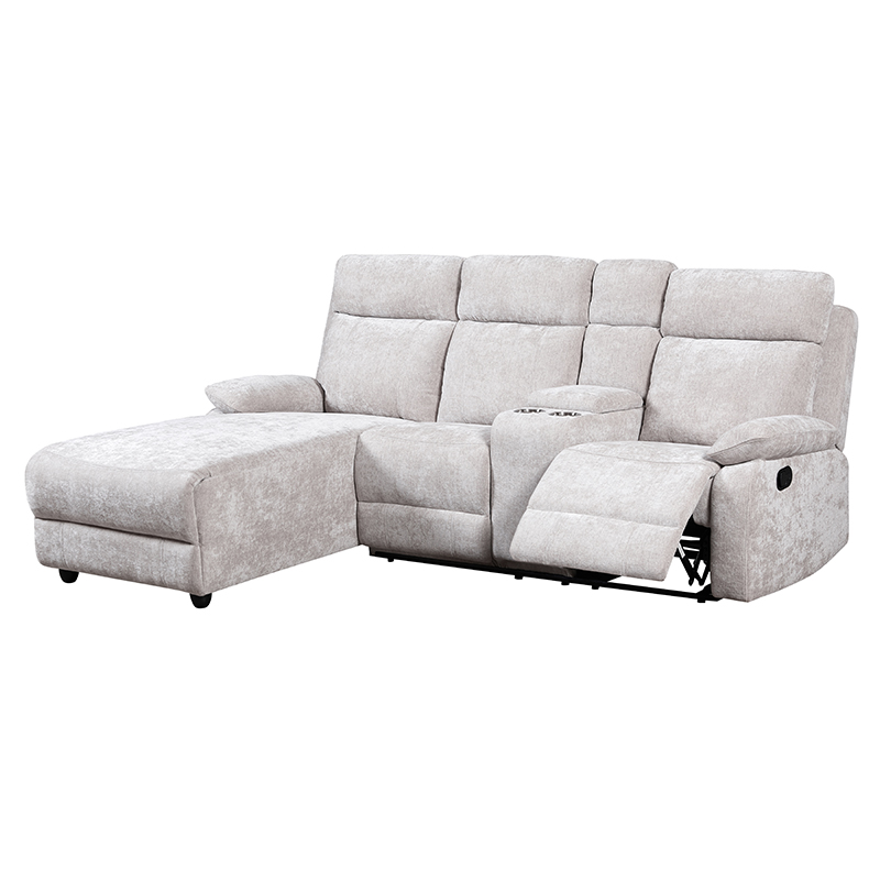 Sofá seccional tipo chaise de chenilla con otomana