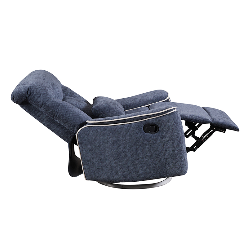 Sillón reclinable manual de chenilla con asiento ancho grande, giratorio y balancín 