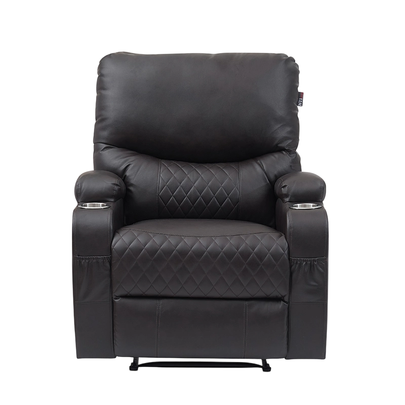 Silla reclinable manual de cuero sintético sobrecargada con dos portavasos