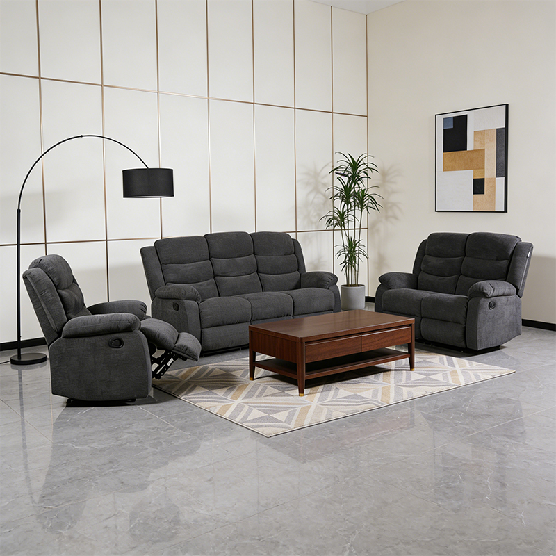 Juego de sala de estar reclinable de tela de 3 piezas, sofá, sofá de dos plazas y sillón reclinable