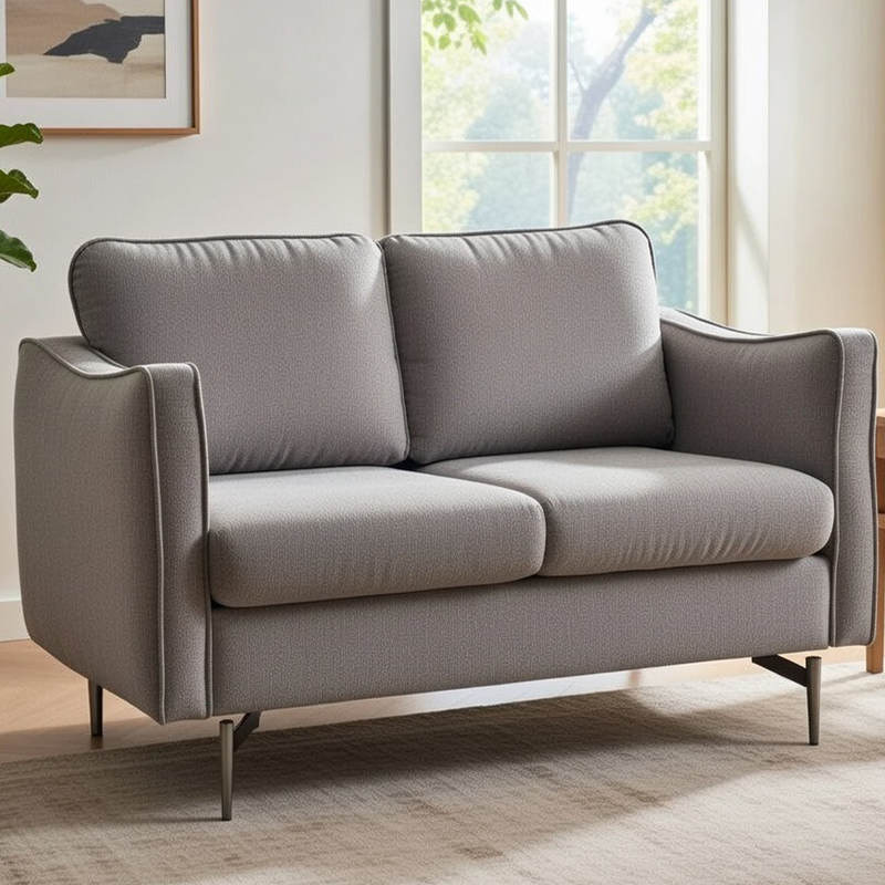 Asiento de amor con estructura de madera moderna de mediados de siglo tapizado para sala de estar