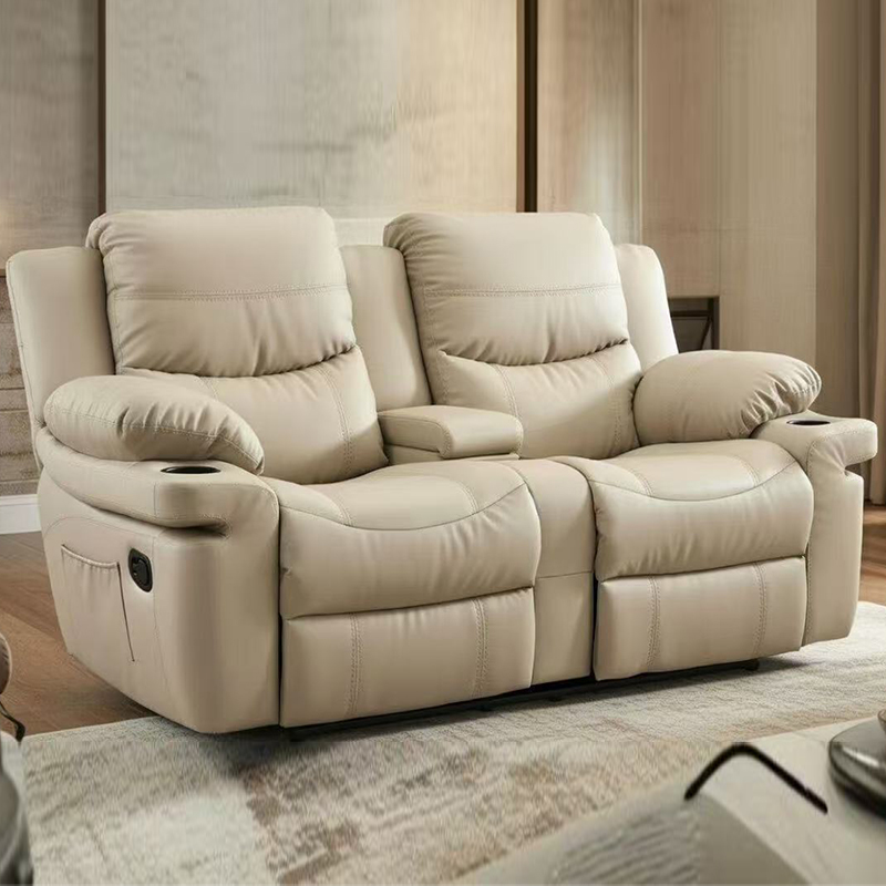Silla reclinable manual con tapizado de cuero y movimiento Loveseat