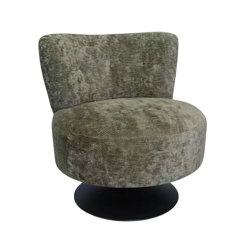 Silla decorativa giratoria de 360° tapizada en terciopelo