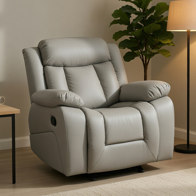 Sillón reclinable manual de piel sintética con planeador