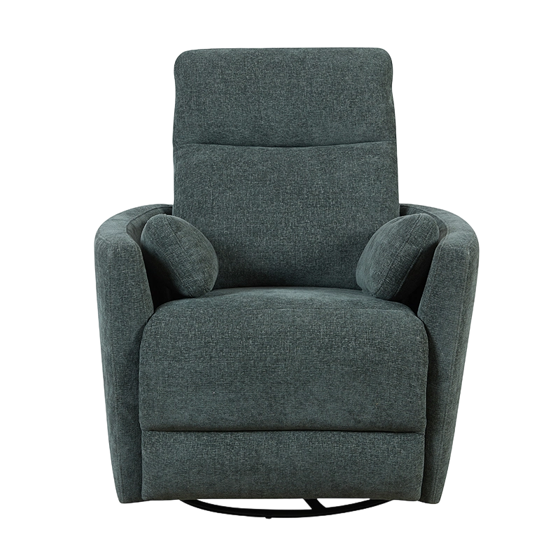 Sillón reclinable giratorio moderno de chenilla con almohadas