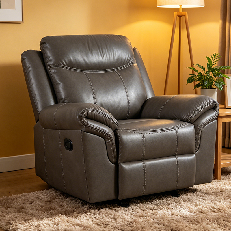 Silla reclinable manual de piel sintética con deslizador