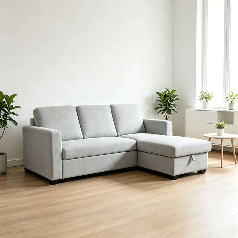 Sofá cama seccional reversible con chaise con almacenaje