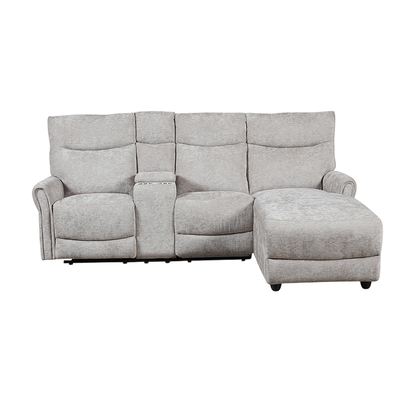 Sillón reclinable seccional moderno de chenilla en forma de L con chaise
